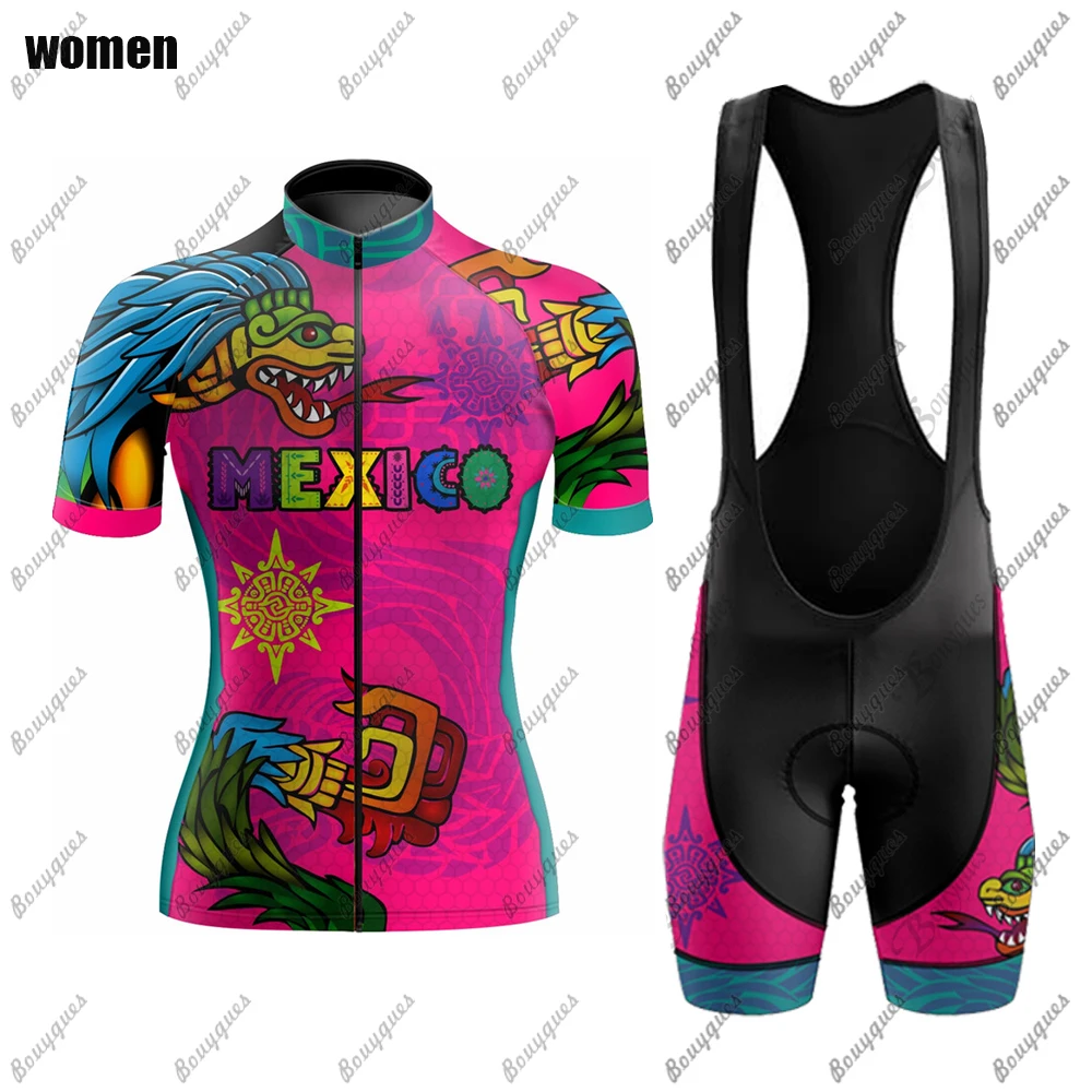 Mexico 2022 New Women Cycling Jerseys Sets MTB Cycling Clothing Breathable PRO Mountian outdoor sport Bicycle Clothes Bike Wear