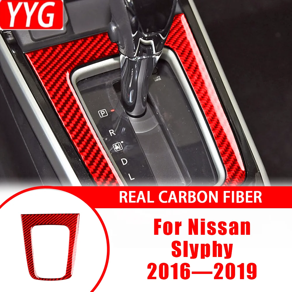 Carbon Fiber Center Console Gears Shifier Panel Decals Car Interior Accessories Sticker Modification For Nissan Slyphy 2016—2019