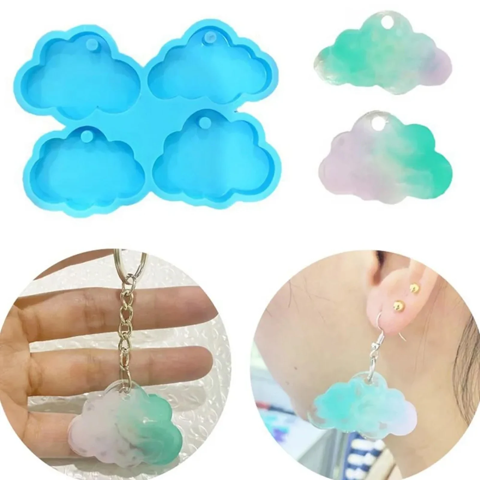 Resin Casting Mold Functional Cloud Pendant Silicone Mold for DIY Jewelry Making Crafts Reusable Flexible Epoxy Tool
