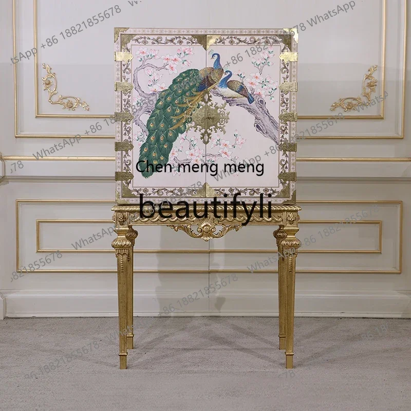 European-style decorative cabinet, villa master bedroom multi-functional locker, household bedroom side cabinet against the wall