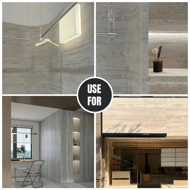 Self-adhesive Wallpaper Realistic Limestone Texture Faux Travertine Wall Sticker Wall Panel 300x40cm Bedroom Interior Decoration
