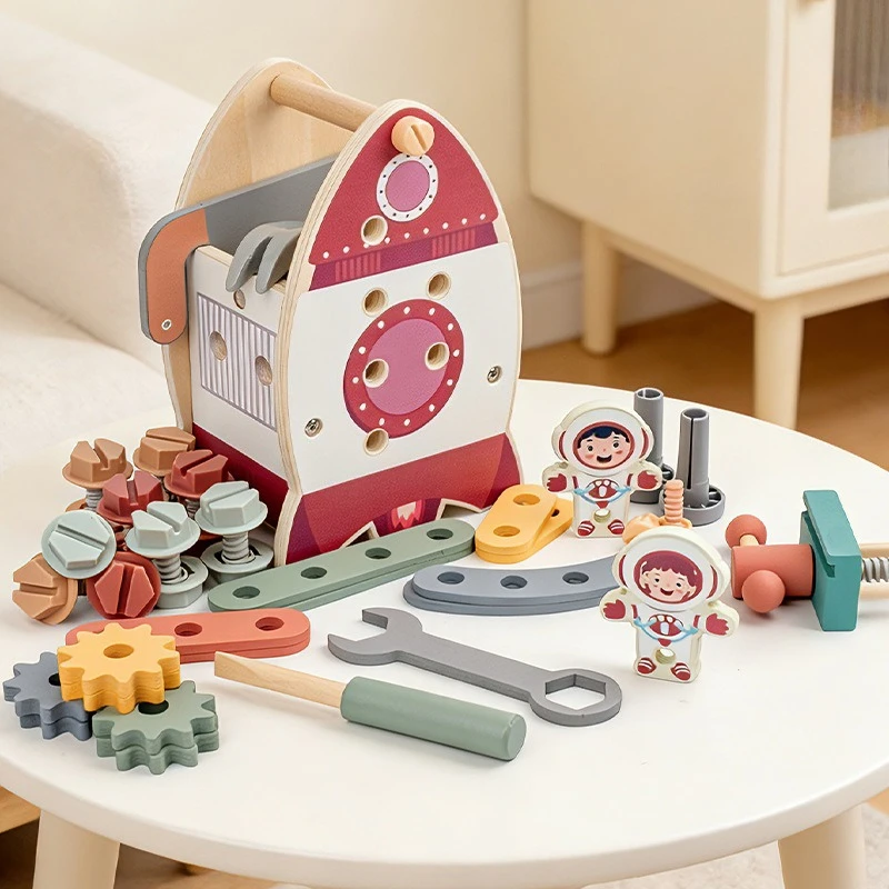 Childrens Early Education Smart Realistic Repair Screwdriver Eye Coordination Assembly Nuts Rocket Toolkit Montessori Toys Gifts