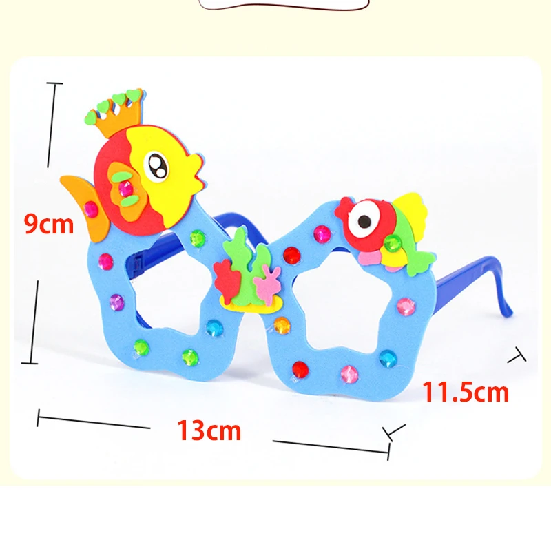 2/6/12 Sets Cartoon EVA Diamond Glasses DIY Stereoscopic  Art Craft Toy Handicraft 3D Stickers Children Toys Birthday Gift