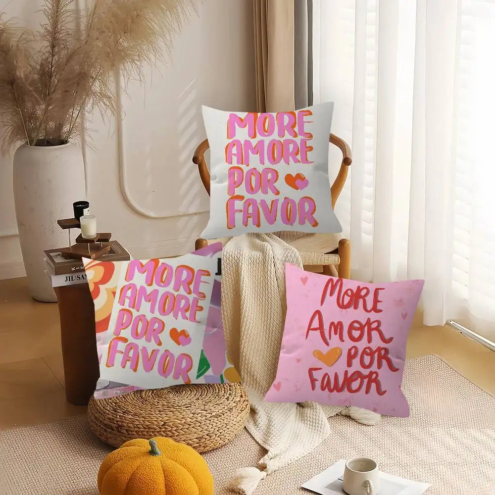 Anime More Amore Por Favor   Cushion Cover Inches Farmhouse Decor Home Throw Pillow Covers for Couch Decorations
