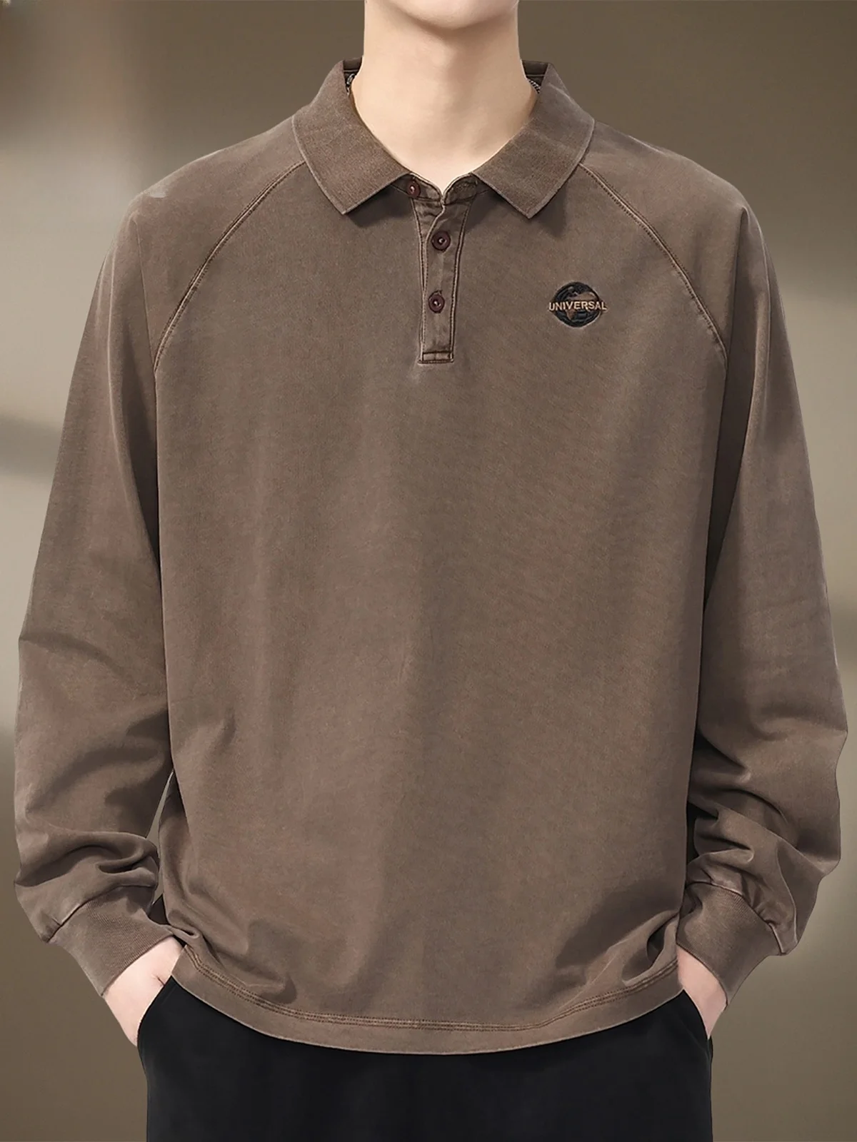 

Мужская свободная рубашка с длинным рукавом из чистого хлопка, повседневный топ, весна 2026, новинка, с вышивкой, не требует глажки