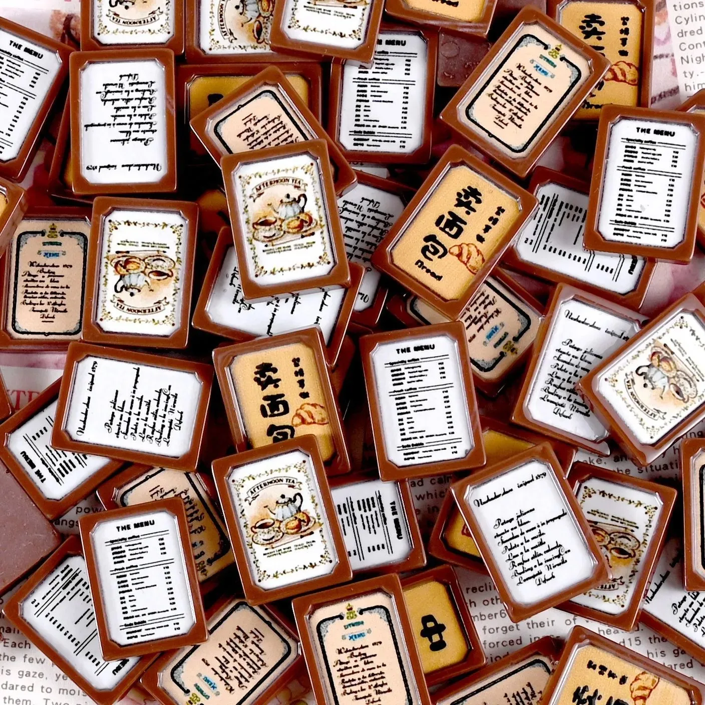 10pcs Dollhouse Mini Restaurant Menu Resin Ornaments Tabletop Decoration