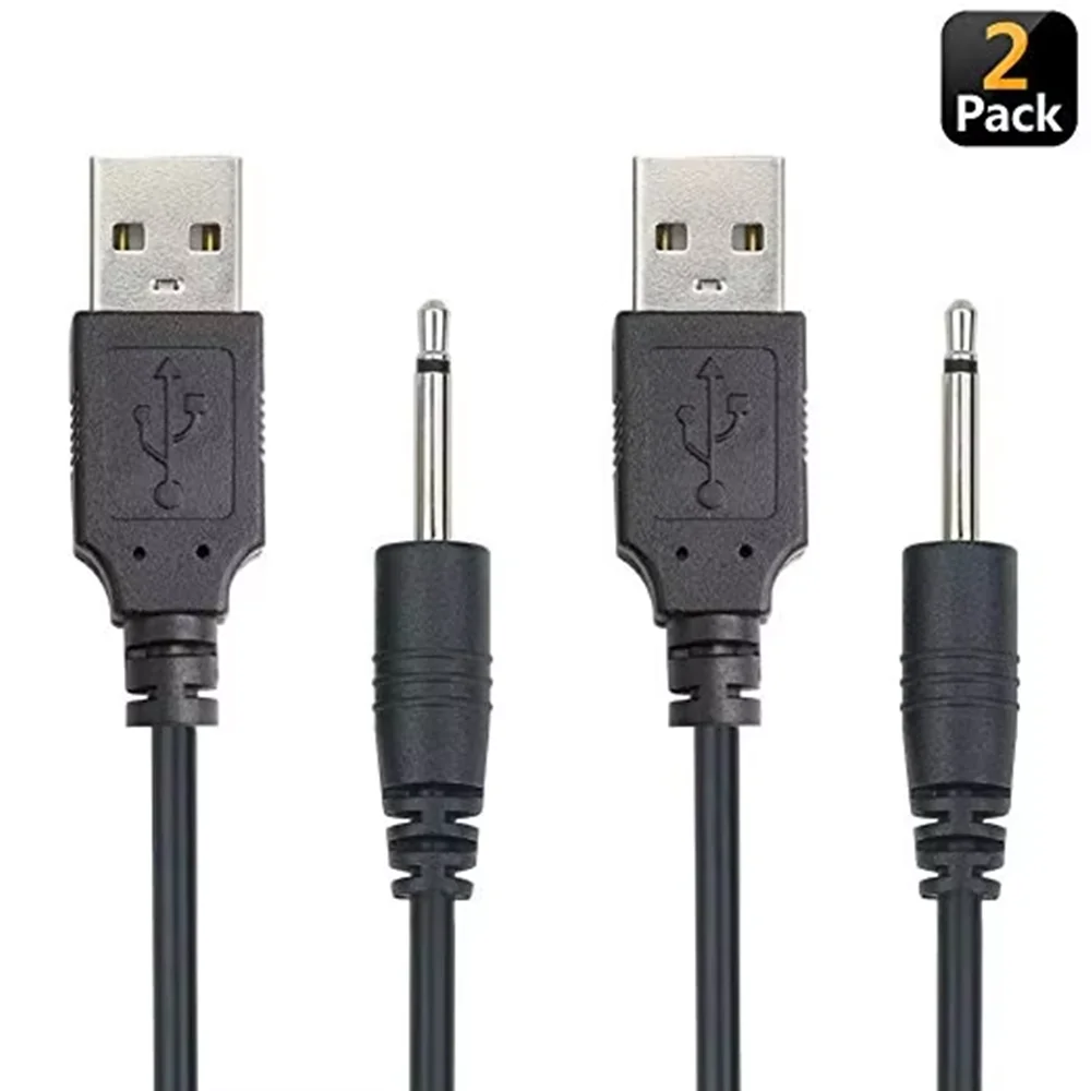 2PCS /LOT USB to AUDIO DC 2.5mm Charging Cable, Vibrator Charger Cord for Rechargeable Wand Massager(Black)