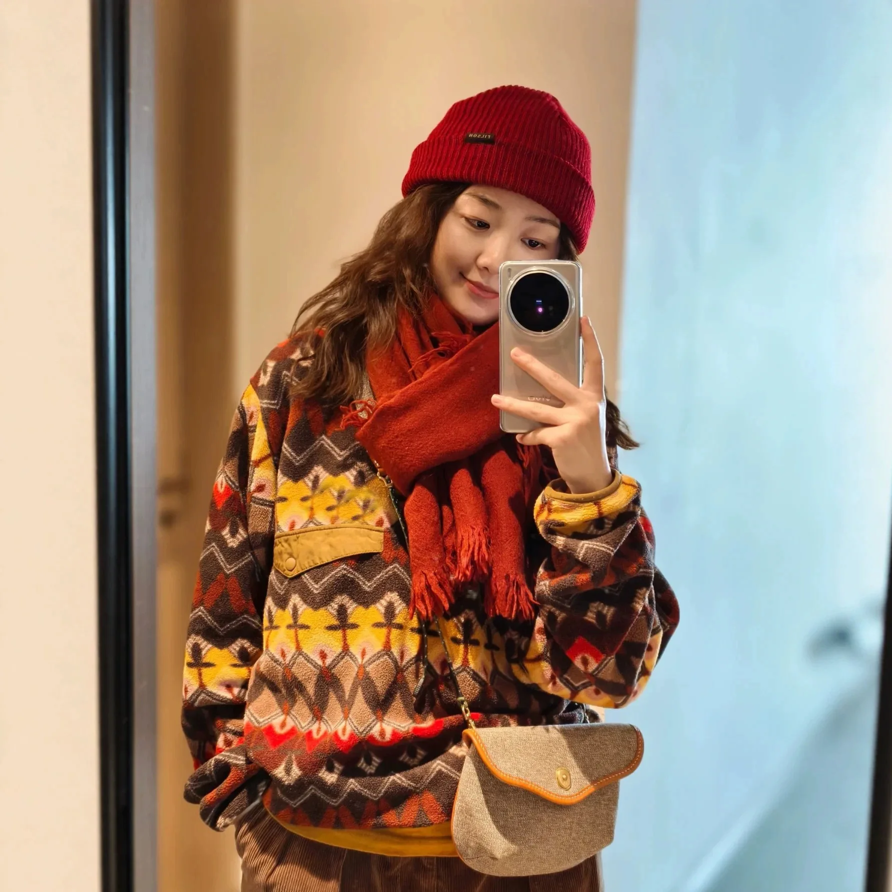 No Logo Solid Retro Color Matching Sweatshirts New Vintage Polar Fleece Outdoor Winter Tops Stand-up Pullover Hoodies For Men