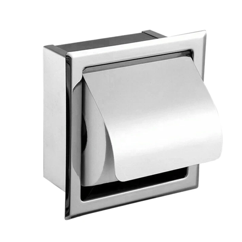 Stainless Steel Recessed Toilet Paper Holder Wall Toilet Paper Holder Modern Style Toilet Paper Holder Recessed Tissue Roll D