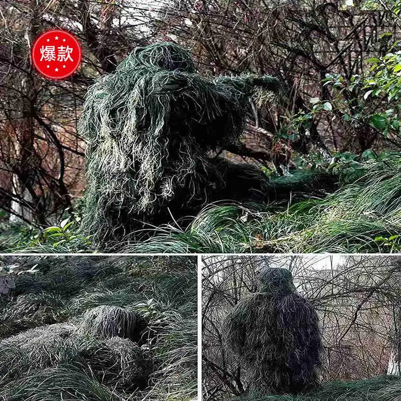 

2X 5 In 1 Ghillie Suit,3D Camouflage Outdoor Hunting Apparel Including Jacket,Pants,Hood,Carry Bag For Adults Kids Youth