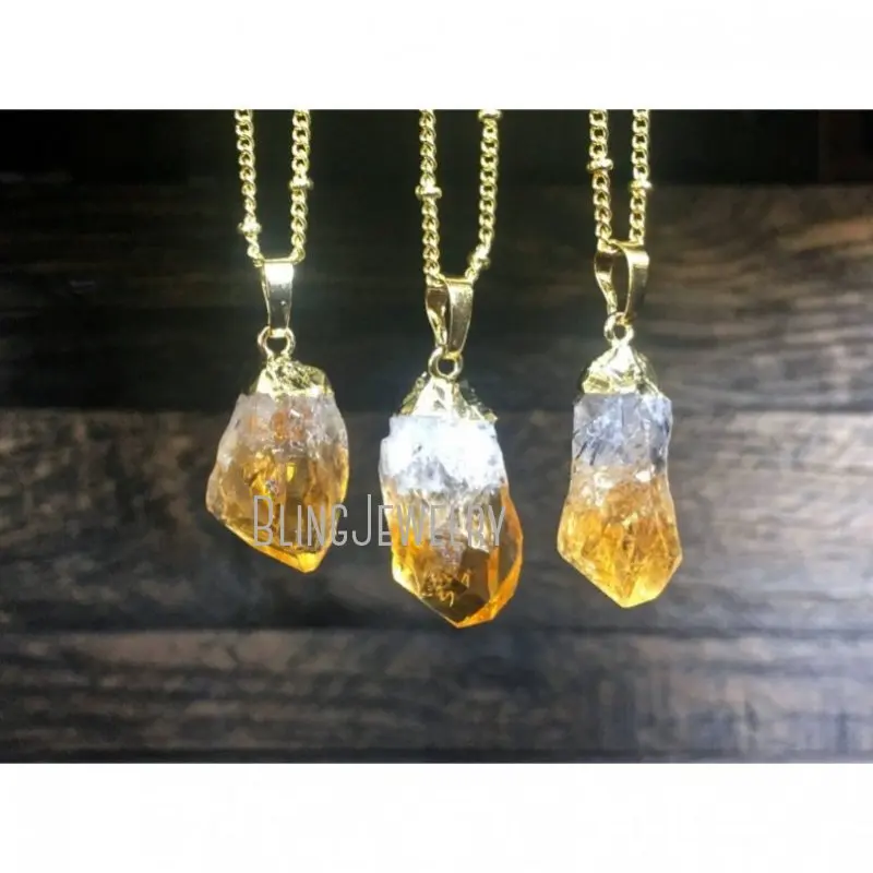 NM41806  Citrine Crystal Jewelry Raw Stone Necklace  Birthstone November Small Healing Crystals 