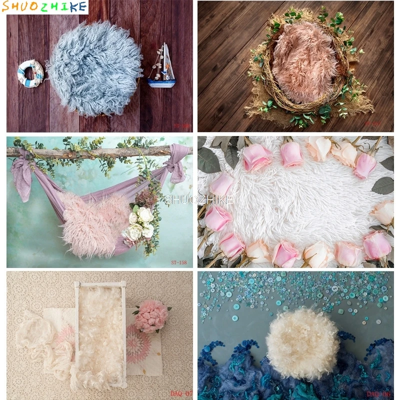 

Newborn Baby Girl Photography Tree Swing And Fur Digital Backdrop Birthday Baby Hundred Days Studio Background XSE-13