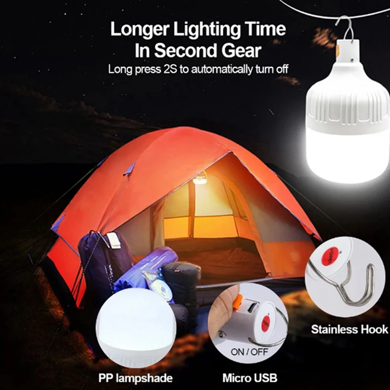 TKOH-oplaadbare lamp Draagbare campinglamp Noodverlichting Zaklamp Verlichting Outdoor hangende tentlamp