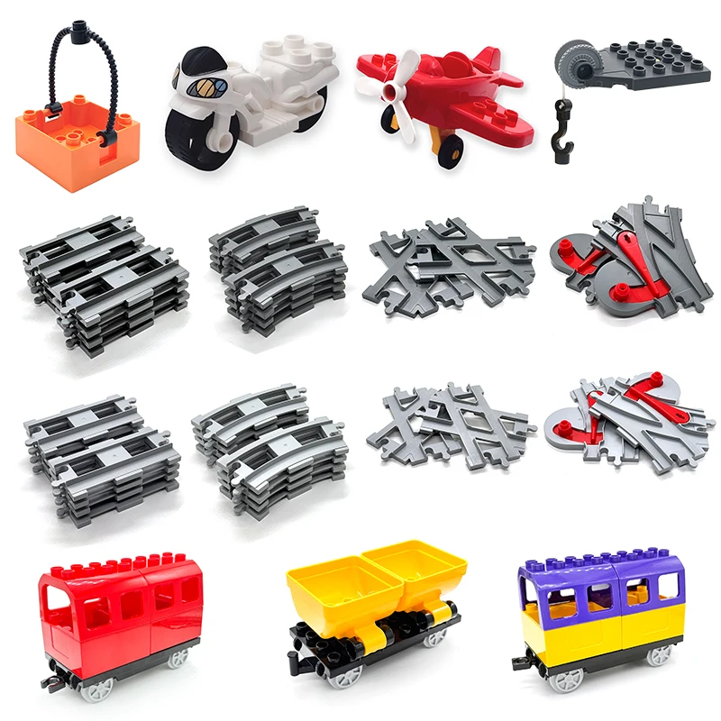 City Large Big Building Blocks Rail Train Track DIY Accessories Compatible with DUPLOED STEM Educational Railway Toys Kids Gift