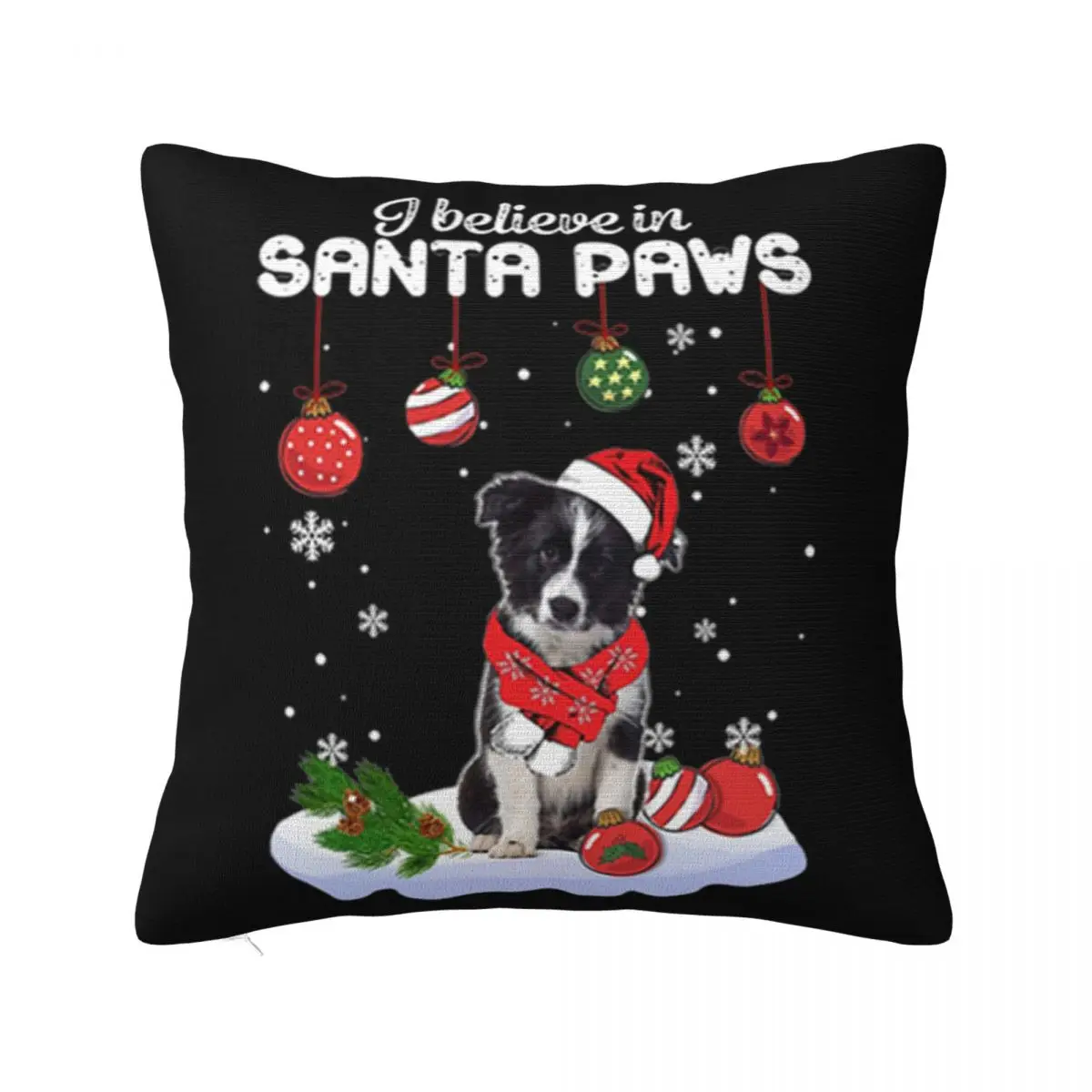 Border Collie I Believe In Santa Paws Christmas Pride Casual Fitness Cute Basic Humour Adults Pillow Case