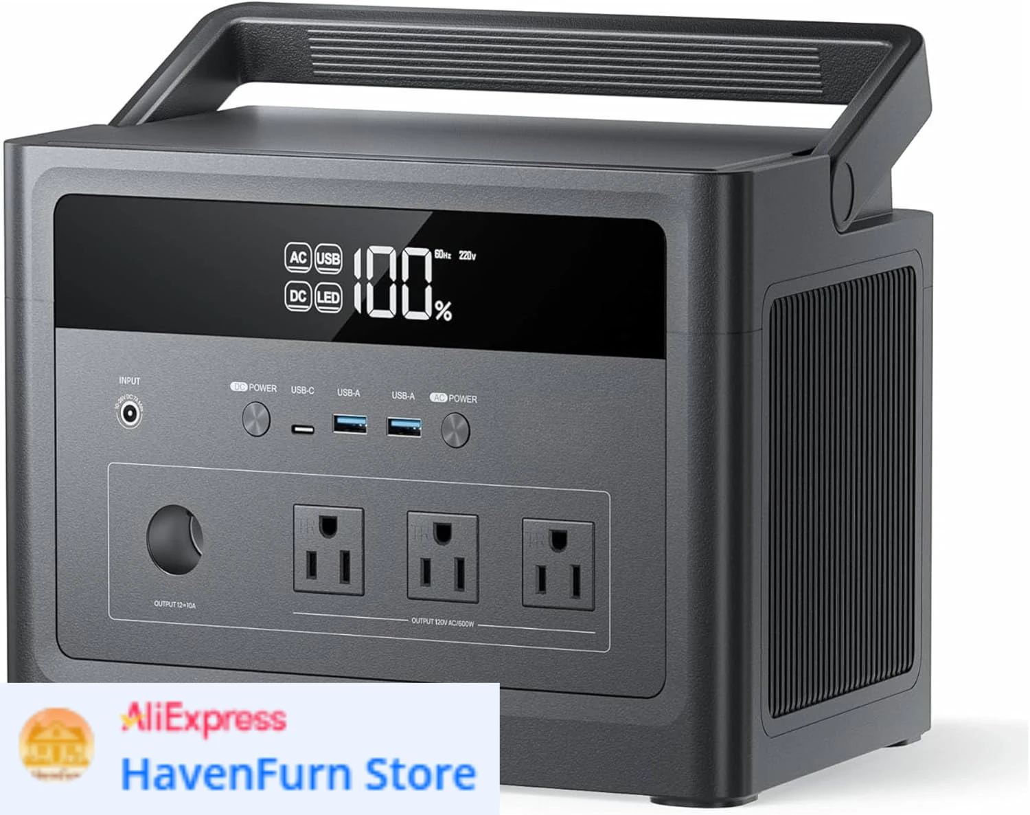 

1200W Surge, 576Wh LiFePO4 Battery, 100W USB-C PD Fast Charg, Solar Generator for Home Emergency, Camping, RV Off-Grid Power