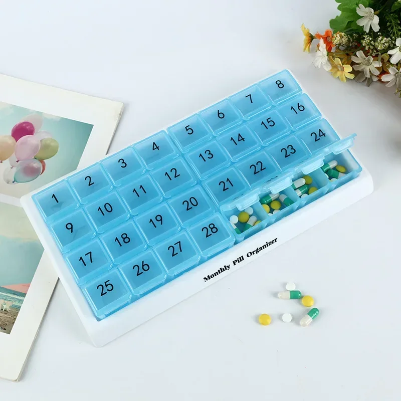 Monthly Pill Cases Travel Medicine Storage Container Drug Dispenser Packing Box 31 Days 32 Slots Pill Box Organizer