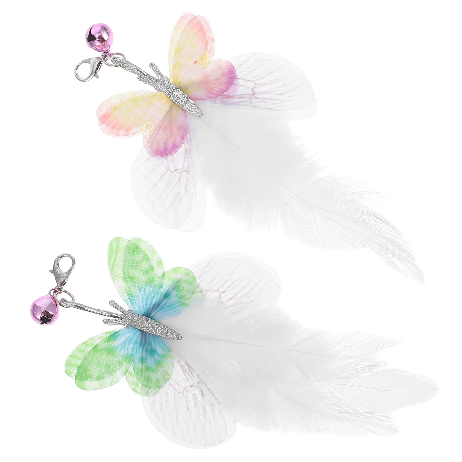 

2Pcs Cat Plume Teaser Replacement Artificial Interactive Stick Refills for Kittens Indoor Play Fishing Pole Accessories