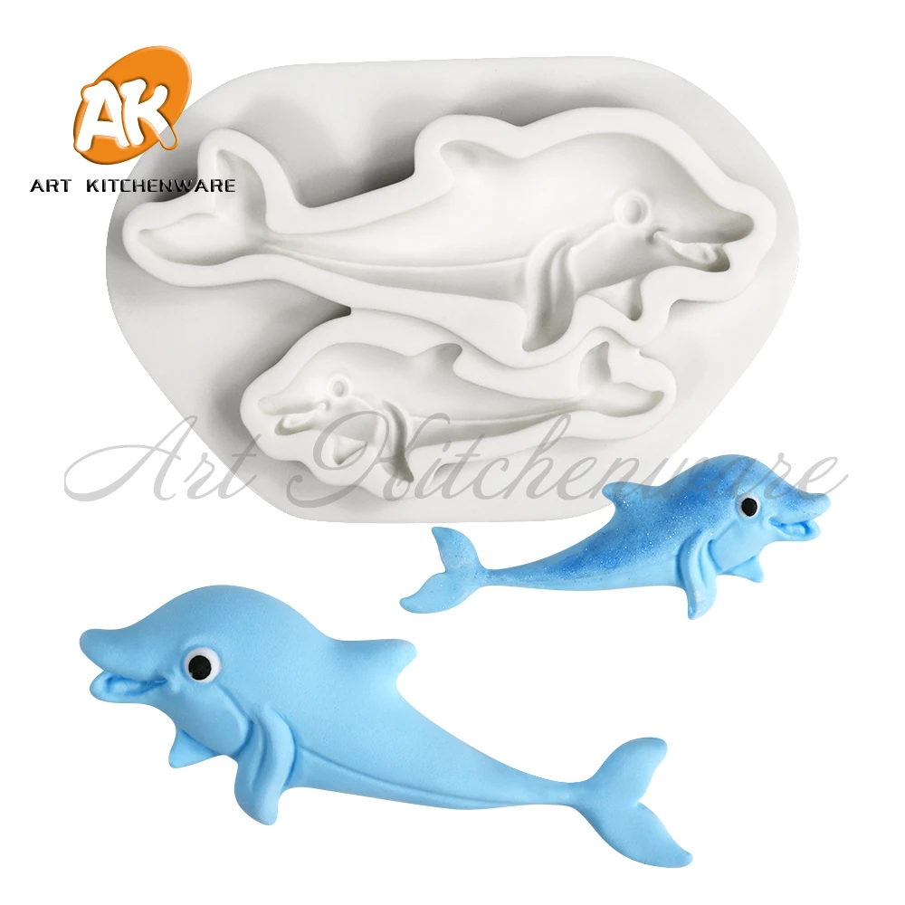 Dolphin Fondant Silicone Mold Shark Cake Molds DIY Cake Decorating Tools Chocolate Gumpaste Moulds Candy Resin Clay Mould