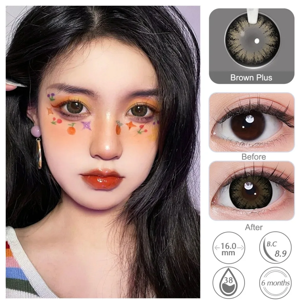 Lentes de Contacto de Color Negro Extra Grandes de 16 mm, Lentes de Contacto Suaves para Cosplay de Anime, Lentes de Contacto Coloridas para Halloween