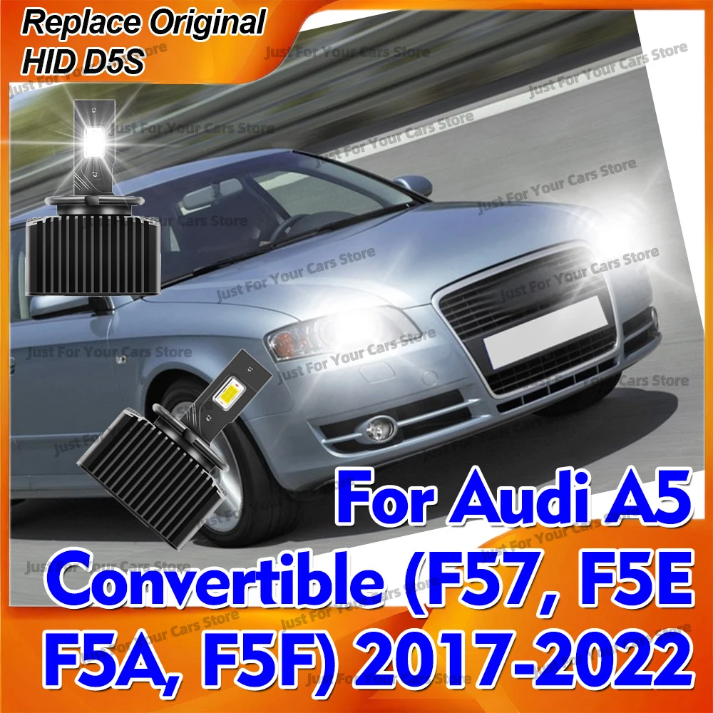 2x 6000K Headlight HID To LED D5S Head Lamp Bulb 30000LM For Audi A5 Convertible (F57 F5E F5A F5F) 2017 2018 2019 2020 2021 2022