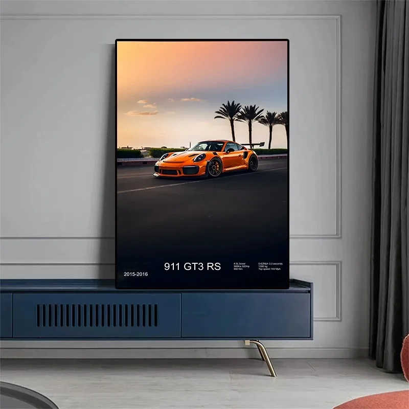 Pop Turbo super luxury sports car Poster Aesthetic 911 GT3 RS Wheels Canvas Print For Wall Art Mural Home Garage Room Decor