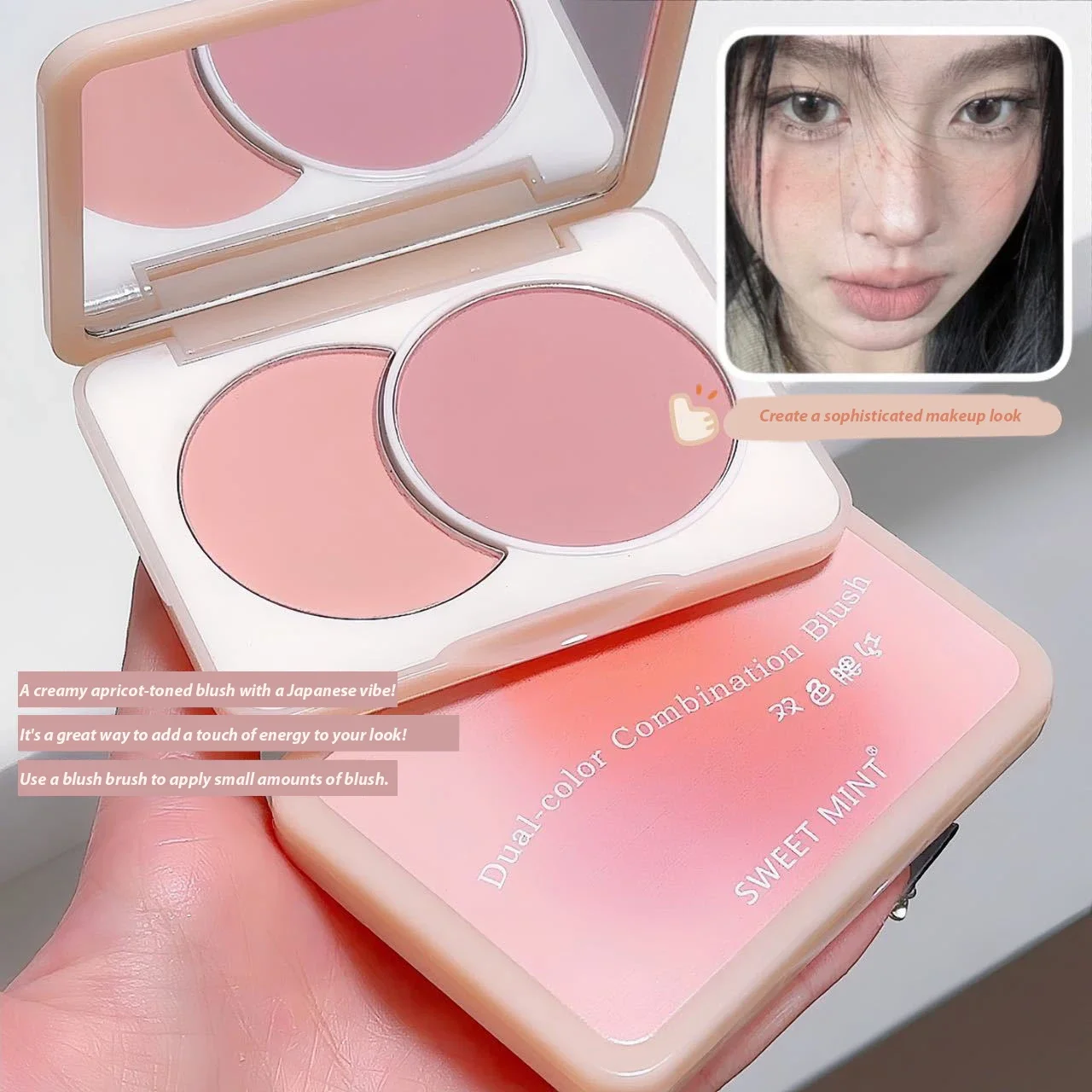 Two-color Blush Palette Matte Natural Cheek Contour Peach Pink Red Nude Makeup Purple Expansion Contraction Blush Mineral Powder