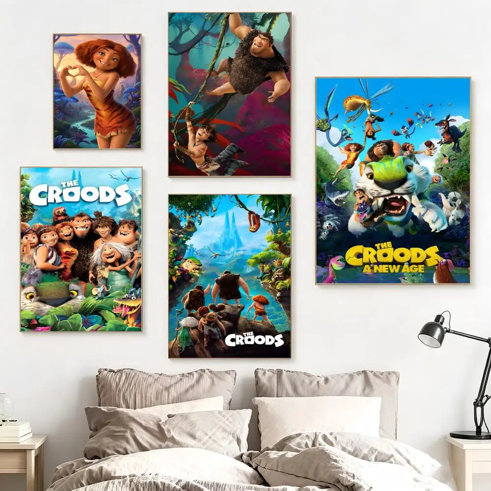 Cartoon Movie T-The Croods Poster impermeable para el hogar sala de estar dormitorio bar decoracion estetica