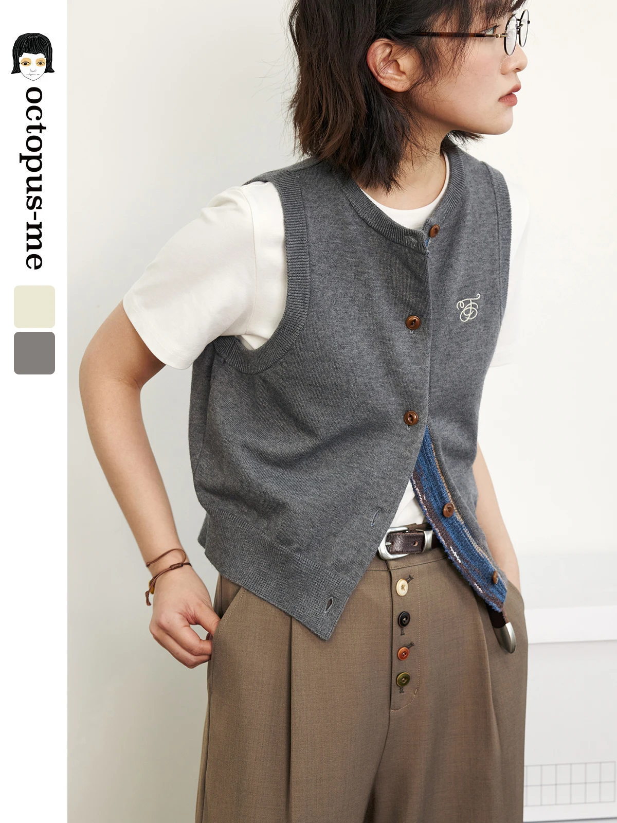 

Ay вязаный свитер, жилет, женский новый многослойный топ Octopusme, полиэстер, акрил, лиоцелл, нейлон, шерсть, комплект для поездок на работу