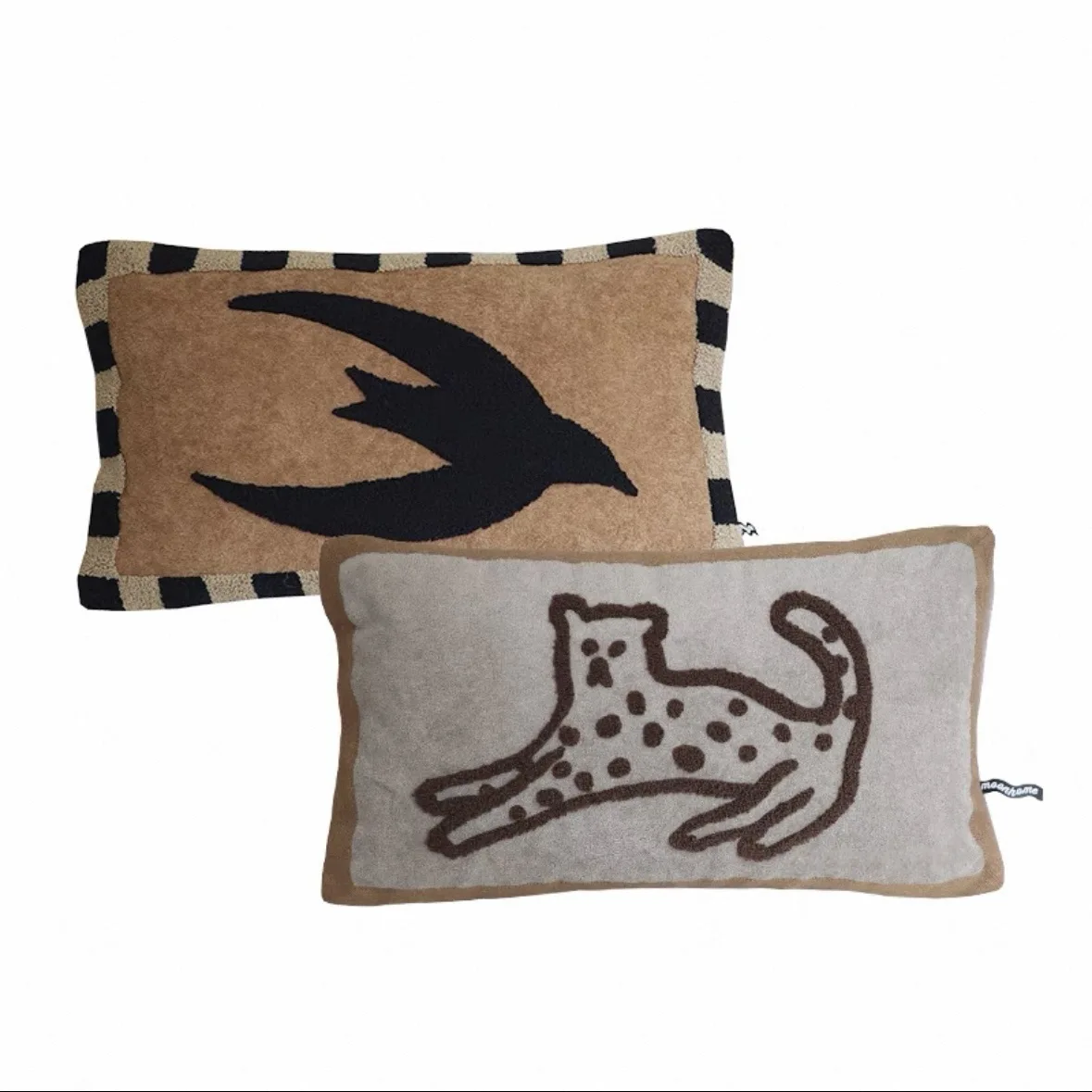 Mid-Century Style 50x30cm Cushion Case Swallow Leopard Towel Embroidered Lumbar Pillow Cover for Sofa Rectangle Pillowcase