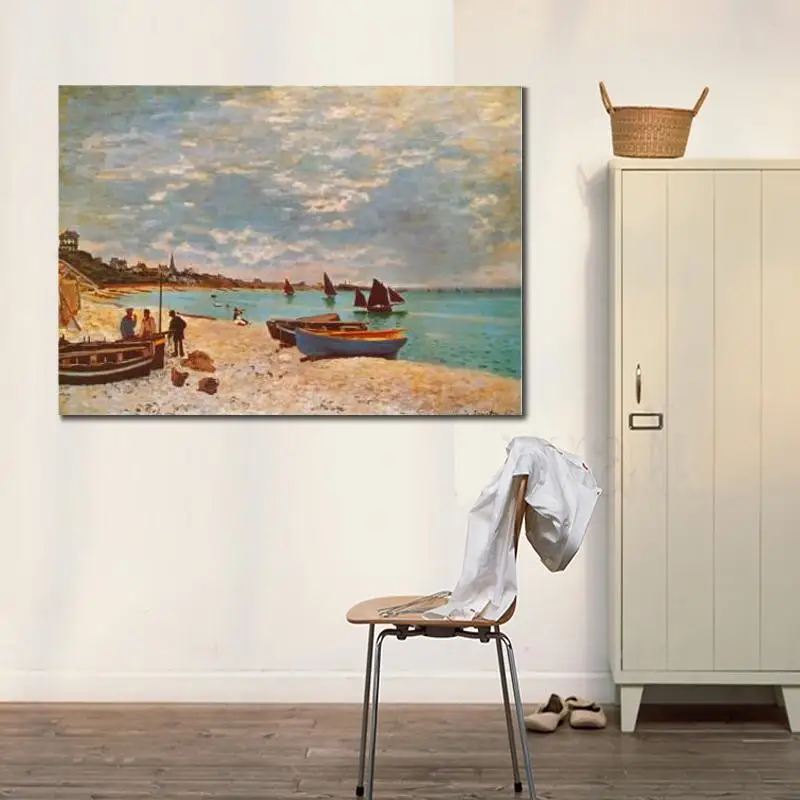 

Canvas Art Beach at Sainte Adresse Claude Monet Reproduction Paintings Handmade High Quality