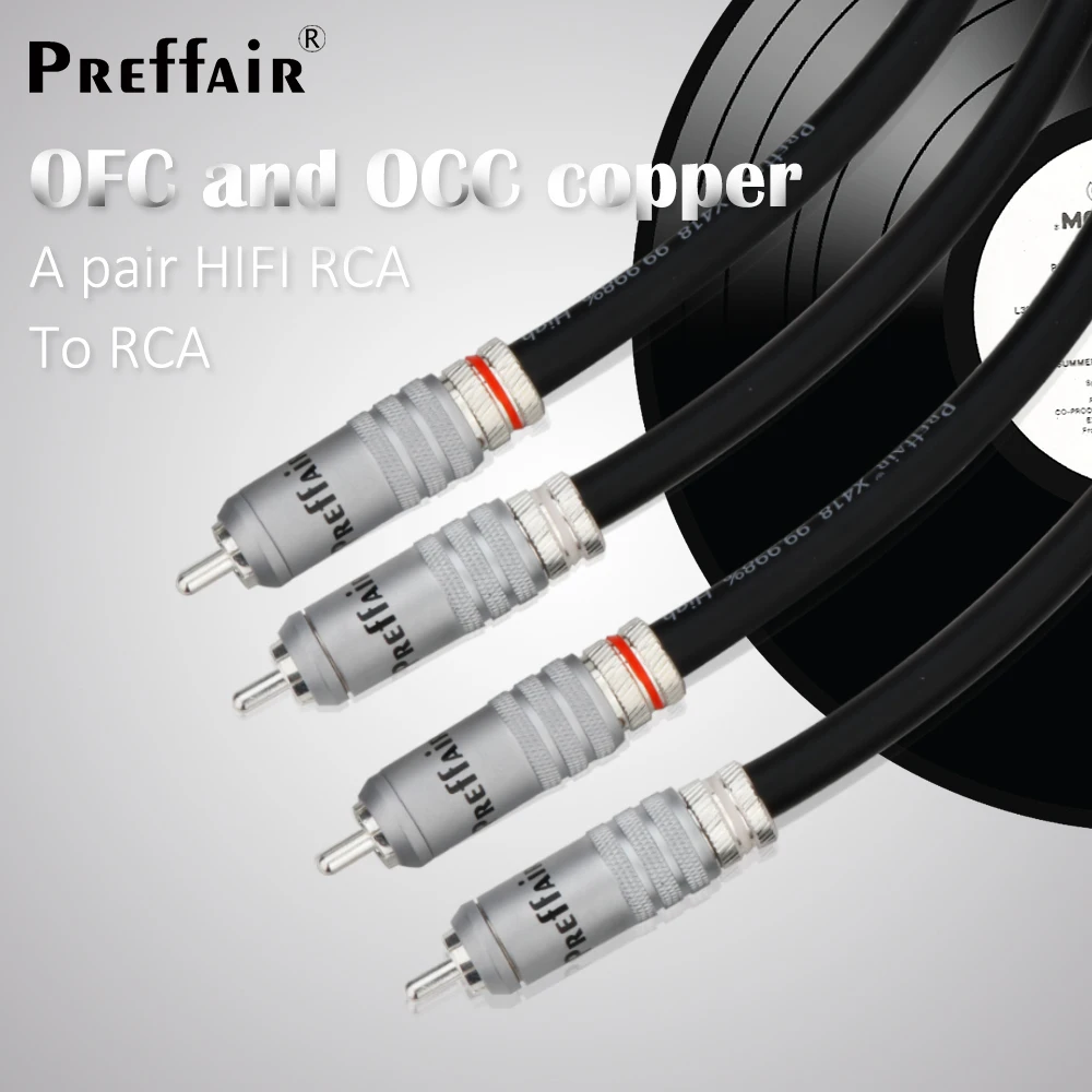 Prefhair-Cable RCA de cobre de alta pureza con enchufe macho RCA chapado en oro/plata, Cable de extensión de Audio, alta gama, X418