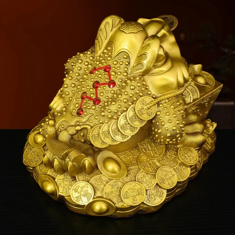 Feng Shui Copper Three-Legged Golden Toad Statue Money Toad Figurine for Shop Office Home Living Decor