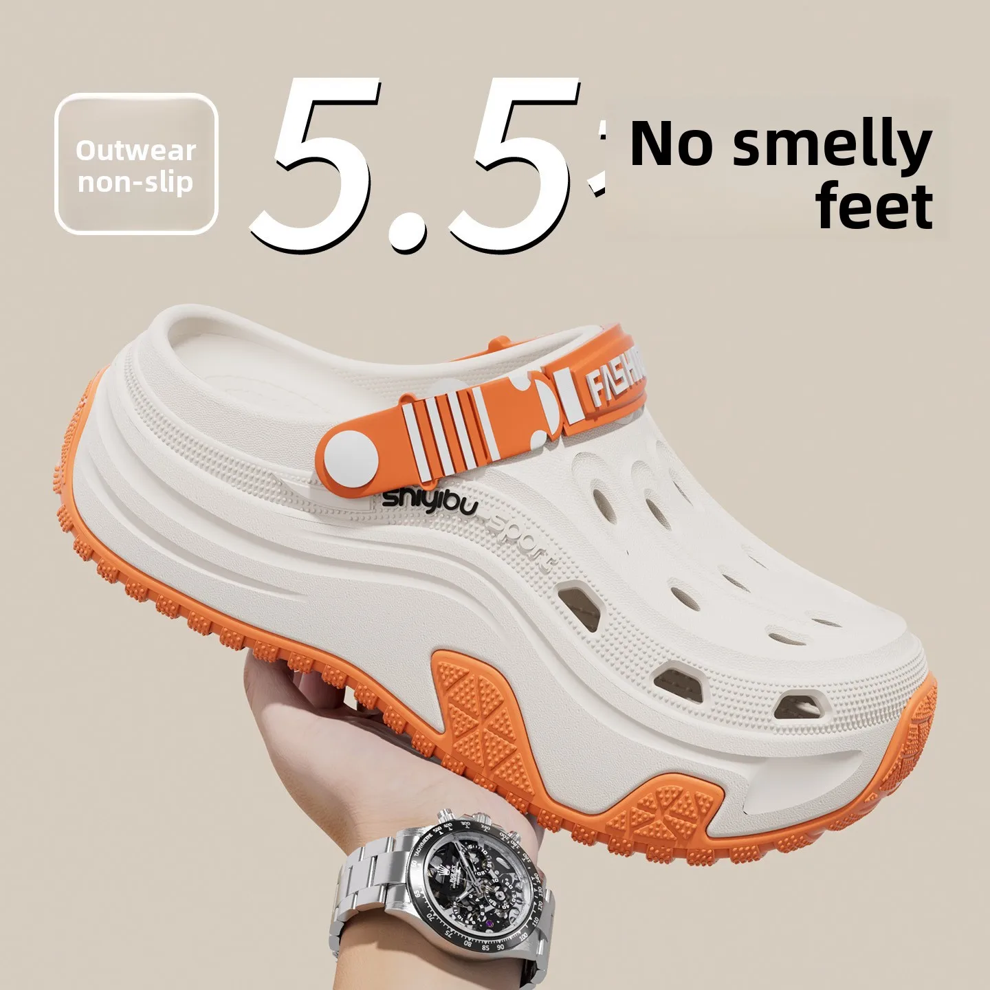 2026 New EVA Men's Casual Versatile Perforated Shoes with Thick Soles, Breathable and Non Stuffy Soft-Soled Sandals