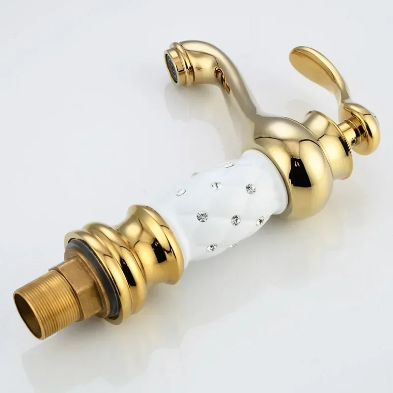 Brass Bathroom Basin Faucet with Diamond Crystal Body Sink Mixer Faucet New Luxury Single Handle Hot and Cold Water Tap