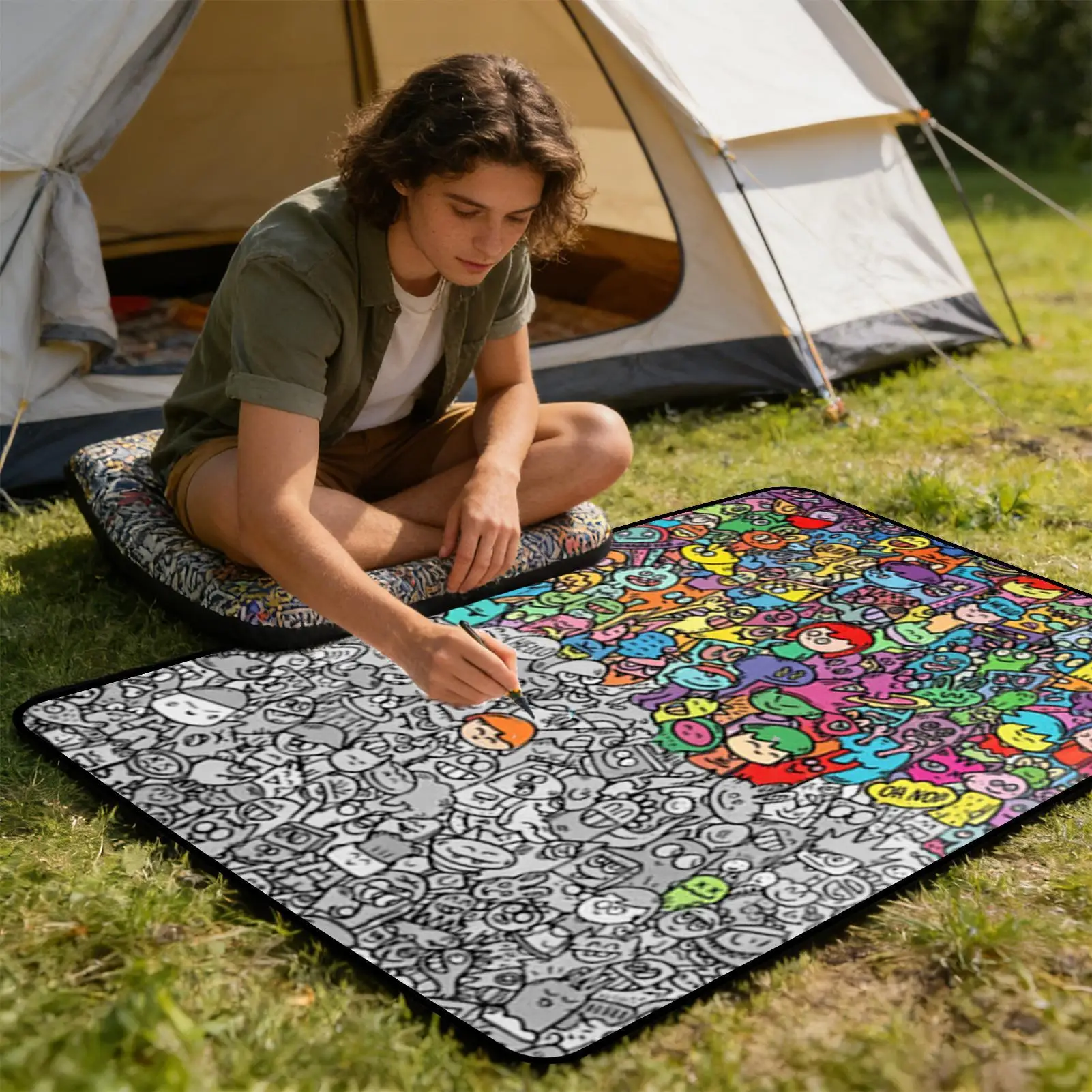 Coloring Blanket DIY Washable Sofa Throws Art Craft Coloring Blanket for Kids Families Craft Lovers Preschoolers Birthday Gift
