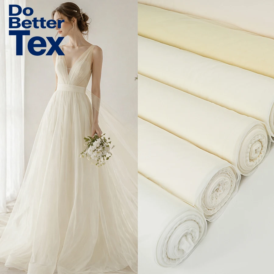 Tela de Tul de Color Beige Claro, Blanco Marfil, Tela de Tul para Bodas al por Mayor, Tela de Malla Suave de Alta Calidad para Tutús y Faldas de Niñas