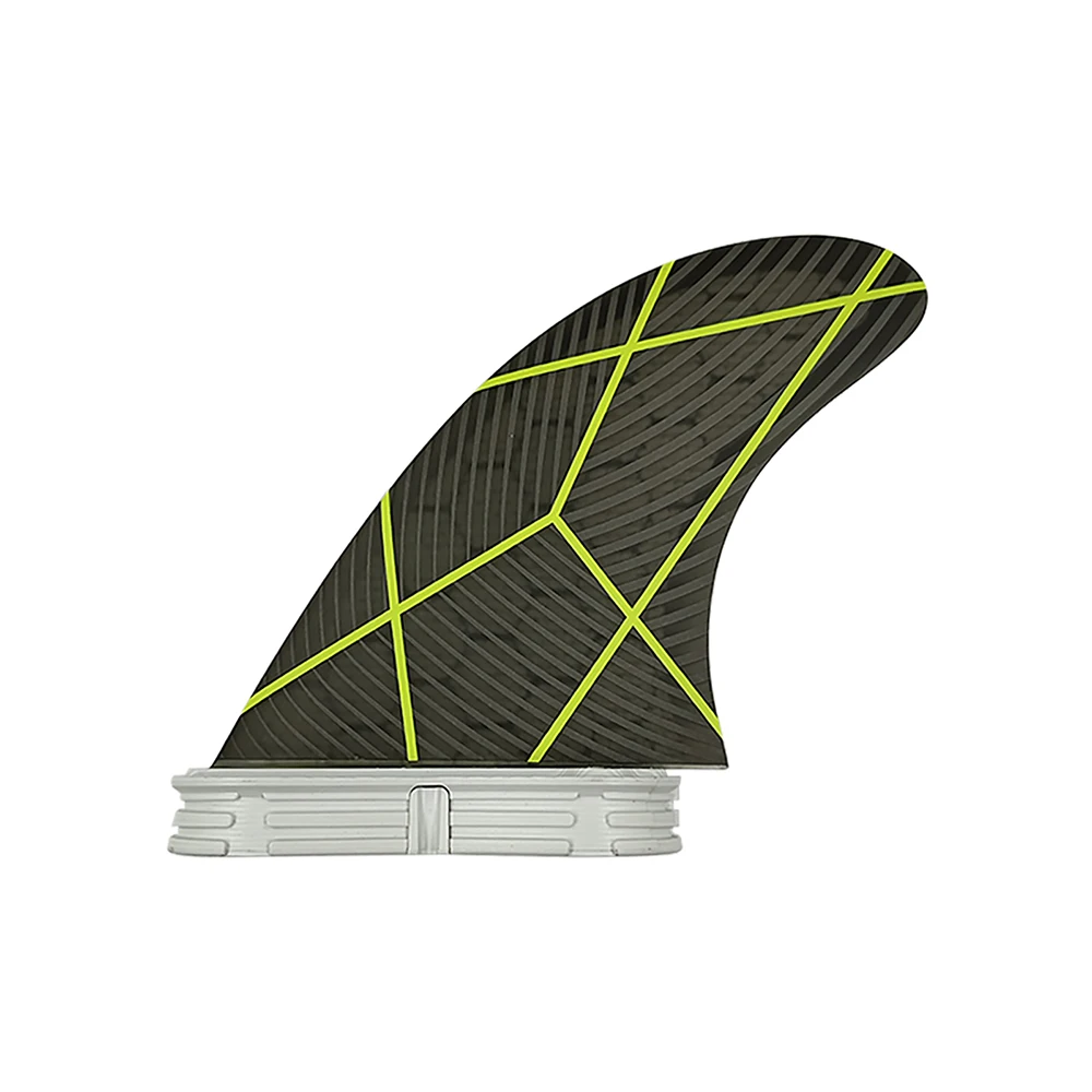 UPSURF FCS2 G5G7 Double Tabs2 Base Surfboard Tri Fins M/L Size Carbon Fiberglass Honeycomb Surf Fin Black Green Line Grid Design
