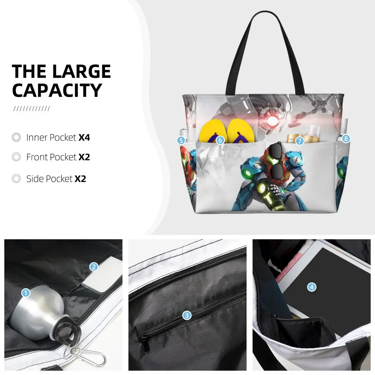 กระเป๋าโท้ทเมโทริดบีช กระเป๋าใส่ของสำหรับเล่นกีฬา โยคะ กระเป๋าเดินทางขนาดใหญ่สำหรับผู้หญิง กระเป๋าฟิตเนส