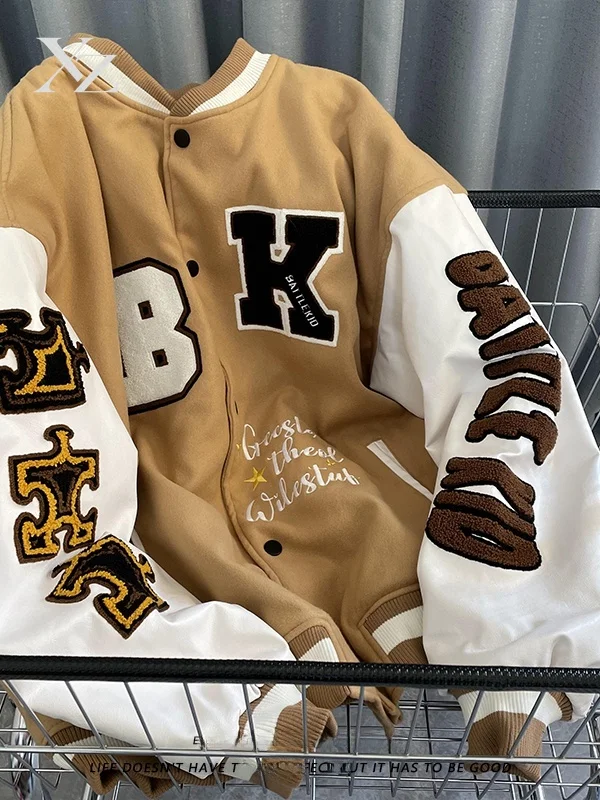 American Retro Baseball Jacket Unisex Loose Street Style Spring Autumn Couple Outerwear Windproof Long Sleeve Youth Fashion