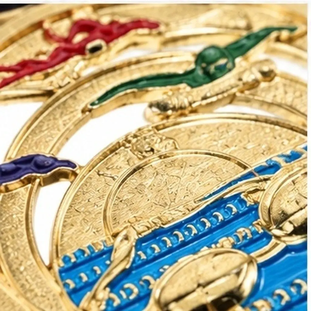 Metal Swimming Medal Zinc Alloy Award Medal Neck Ribbon First Place Championship Trophy Sports Event Hanging Award Medals