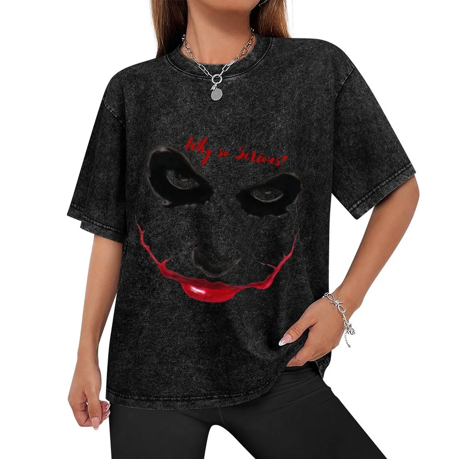 Black smile Jocker T-Shirt tops shirts graphic anime figures street wear men clothing