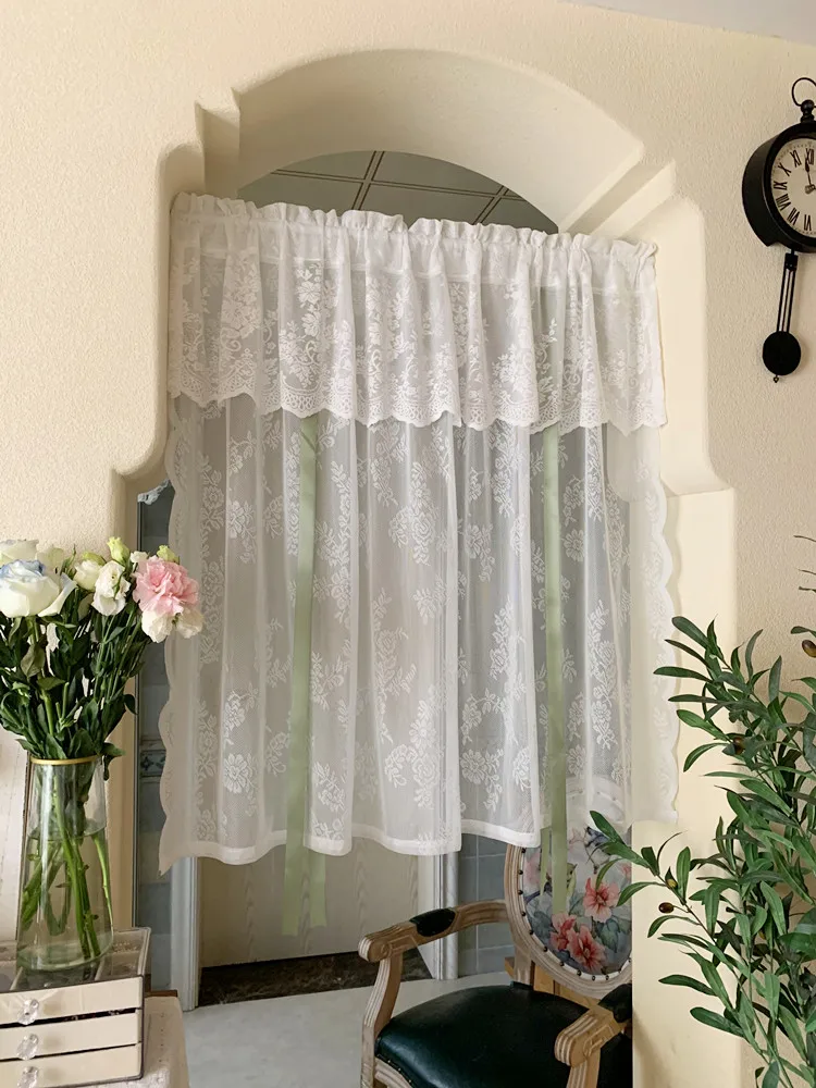 Pastoral Korean pull roman blinds lifting curtain gauze curtain balloon curtain girlish light green pink door curtain