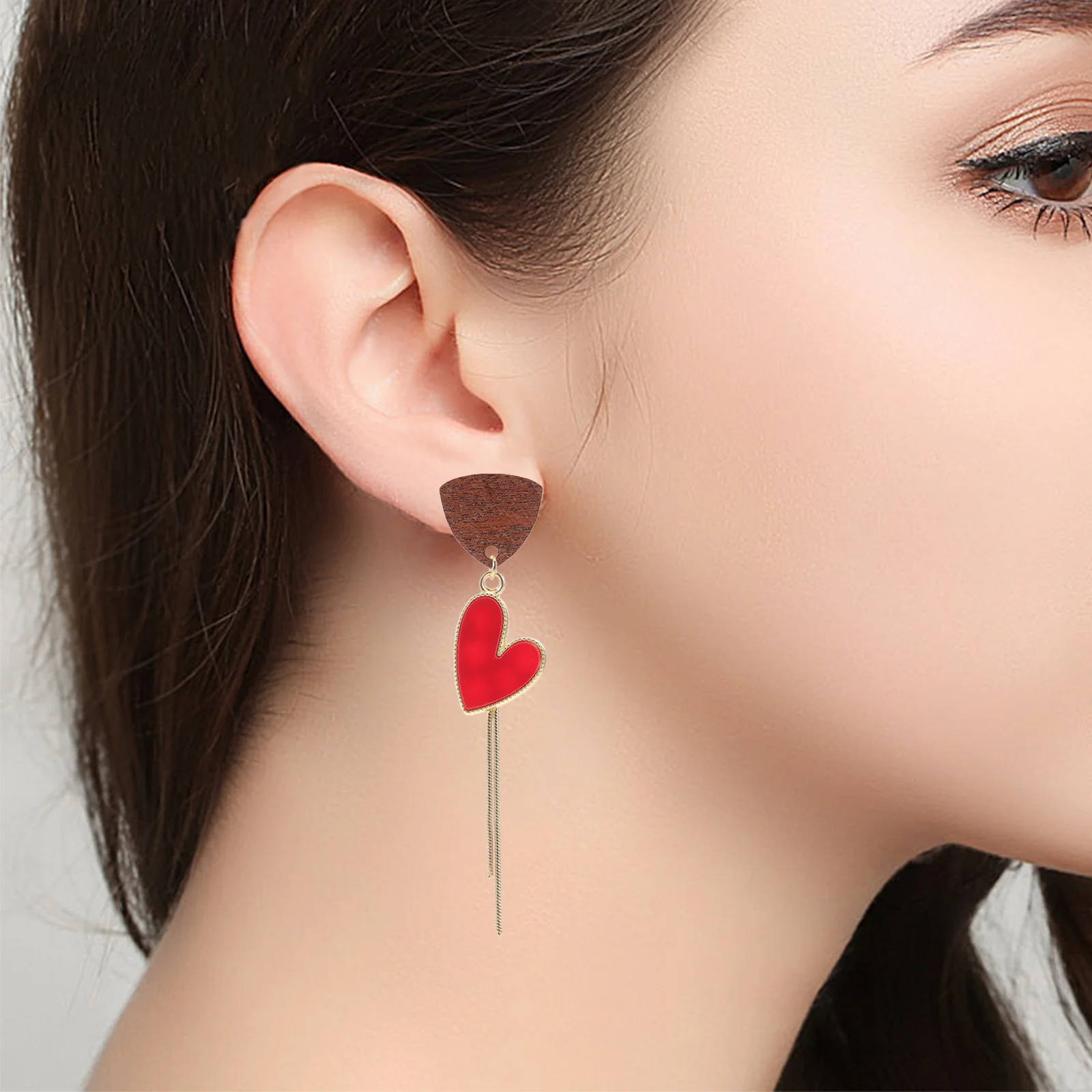 

10pcs Triangular Wooden Ear Needles Earrings Jewelry Making Supplies Lightweight Women Accessories DIY Triangle Wood Pieces