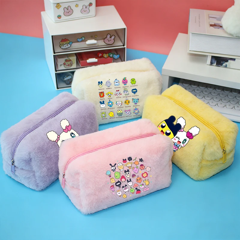

Tamagotchi Fluffy Makeup Bag Girl Women Portable Cosmetic Bag Cartoon Cosmetic Pouch Kawaii Travel Organizer Toiletry Bags Gift