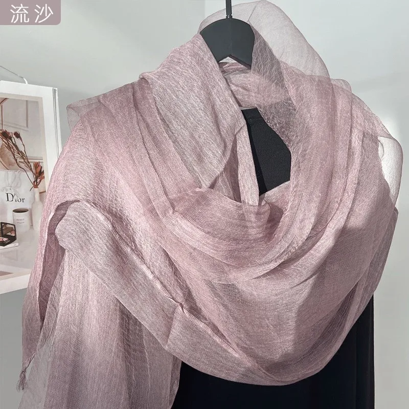 

Шелковый тонкий шарф из тутового шелкопряда, солнцезащитная дорожная накидка, универсальный женский шарф для весны и осени, модный, элегантный и удобный.