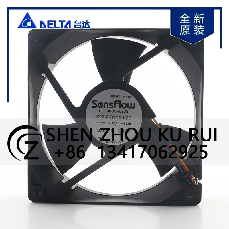 

Delta 5V 24V 48V DC 12V 0.75A AC EC 12025 120x120x25MM 12CM 4-wire PWM temperature control Large air volume EFC1212D cooling fan