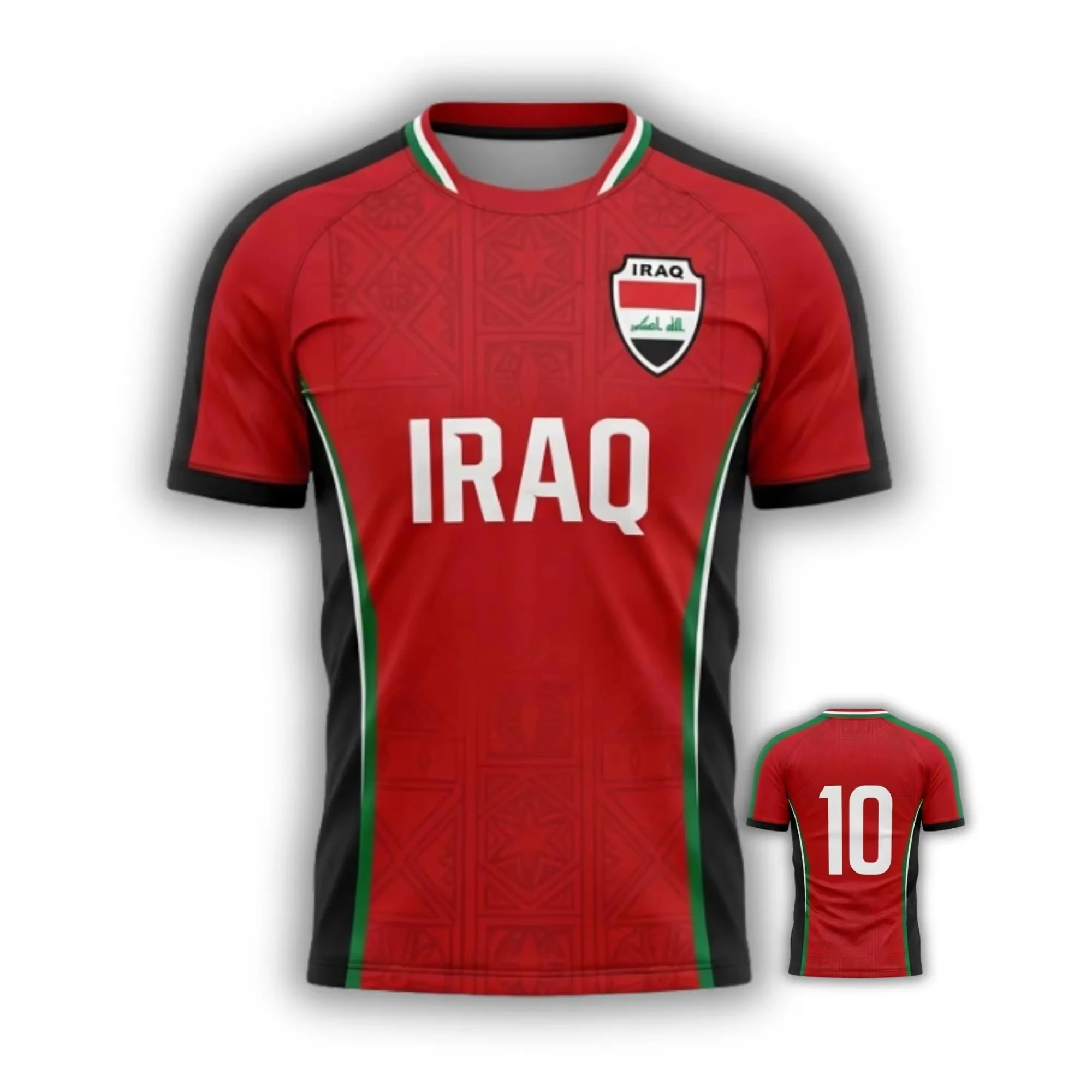 Men's breathable polo shirt, Iraq national flag No. 9 printed fan shirt