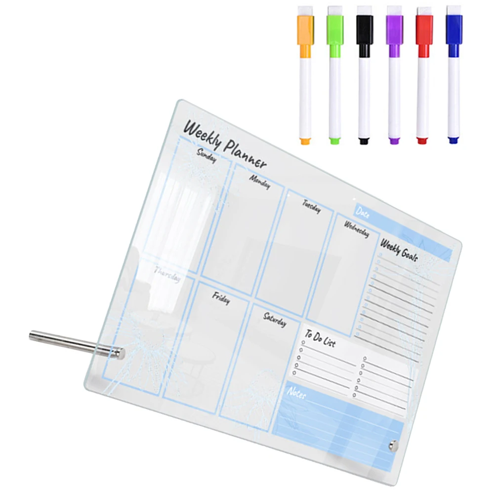 

Acrylic Memo Set 9pcs Transparent Desk Planner Dry Erase Whiteboard Writing Board Multi Function Note Board Weekly Plan Task