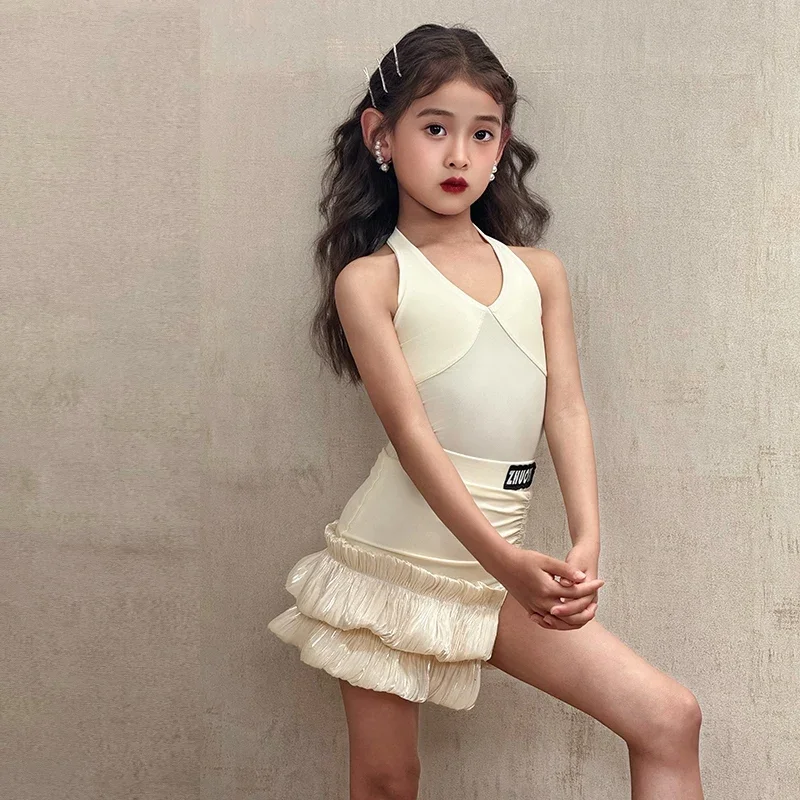 เด็กเต้นรําละตินการแข่งขันเสื้อผ้าละตินเต้นรําชุดเด็ก Samba Ballroom Dance Party SL13048